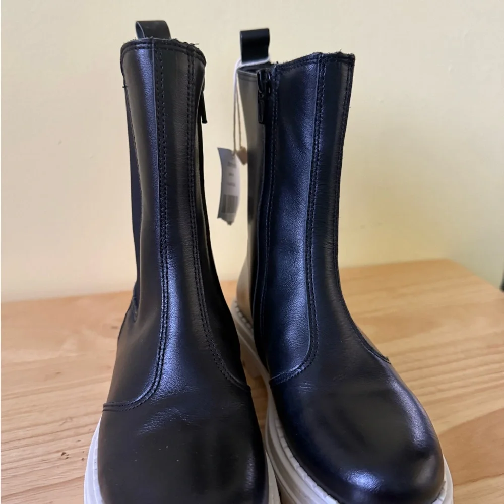 Nano Black and White Ankle Boots with Chunky Platform size29 for girls
